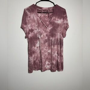 American Eagle Soft & Sexy Mauve Pink Tie Dye Crisscross Top XL